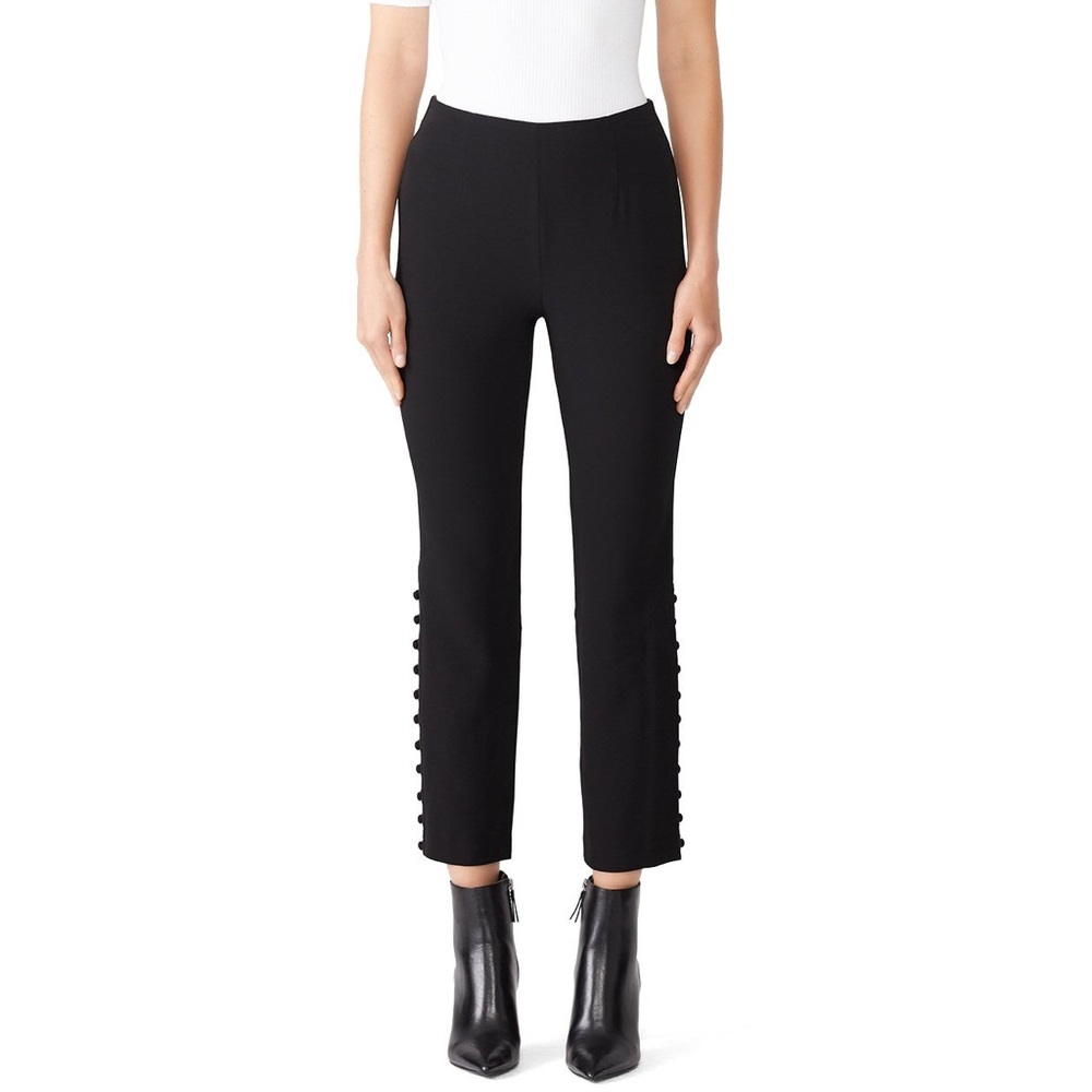 Cinq à Sept NWT Lida Pants Black Cropped Slim Ankle Button Detail Size 10